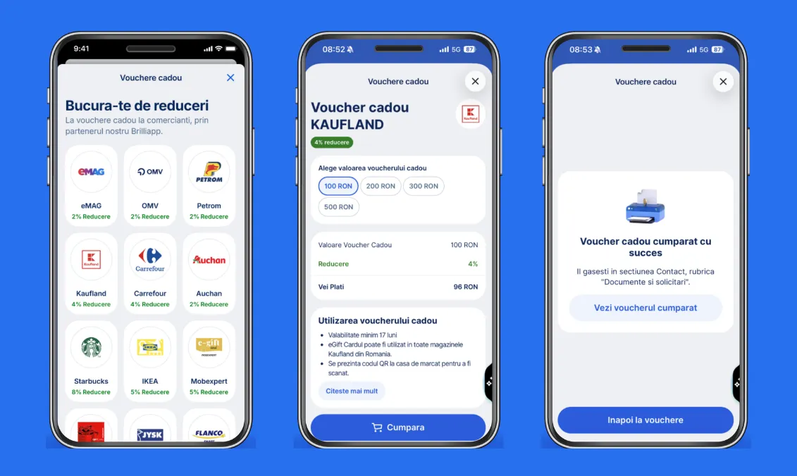 BCR introduce achiziția de vouchere cadou digitale direct în George, prin Brilliapp